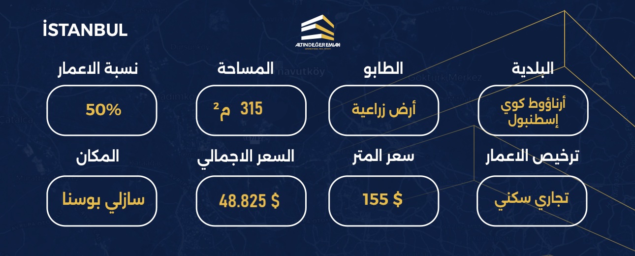 ارض حصرية للبيع في منطقة ارناؤووط كوي